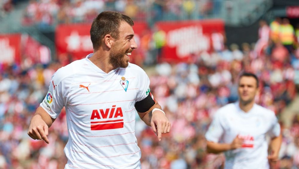 Sergi Enrich celebra su gol ante el Girona