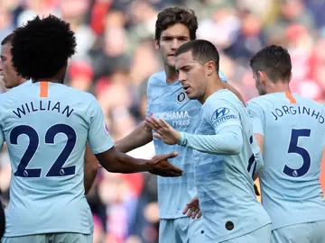 Hazard celebra su gol ante el Southampton Hazard celebra su gol ante el Southampton