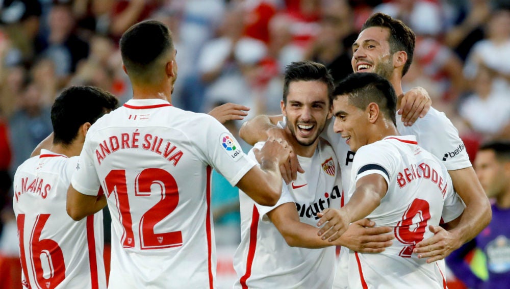 El Sevilla celebra un gol