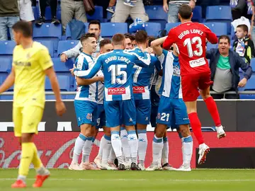 El Espanyol celebra un gol ante el Villarreal El Espanyol celebra un gol ante el Villarreal