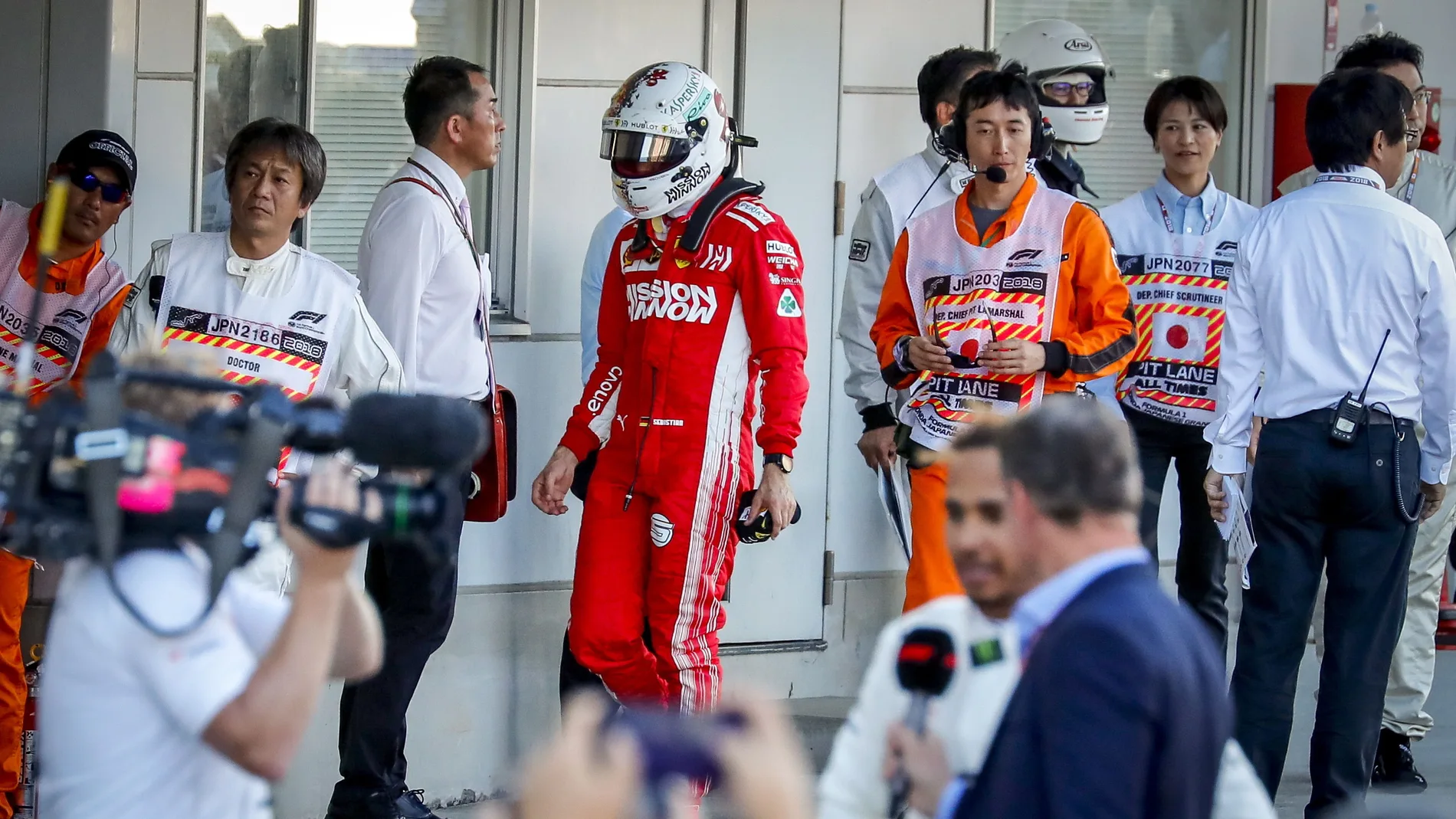 Vettel se encamina al box tras finalizar el GP de Japón