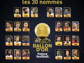 Los 30 jugadores nominados al Balón de Oro Los 30 jugadores nominados al Balón de Oro
