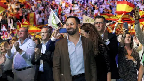 El presidente de Vox, Santiago Abascal, durante un acto político El presidente de Vox, Santiago Abascal, durante un acto político