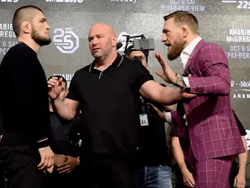 Khabib y McGregor, en un acto de la UFC Khabib y McGregor, en un acto de la UFC
