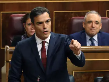 El presidente del gobierno Pedro Sánchez, contesta una interpelación en la sesión de control del Congreso de los diputados El presidente del gobierno Pedro Sánchez, contesta una interpelación en la sesión de control del Congreso de los diputados