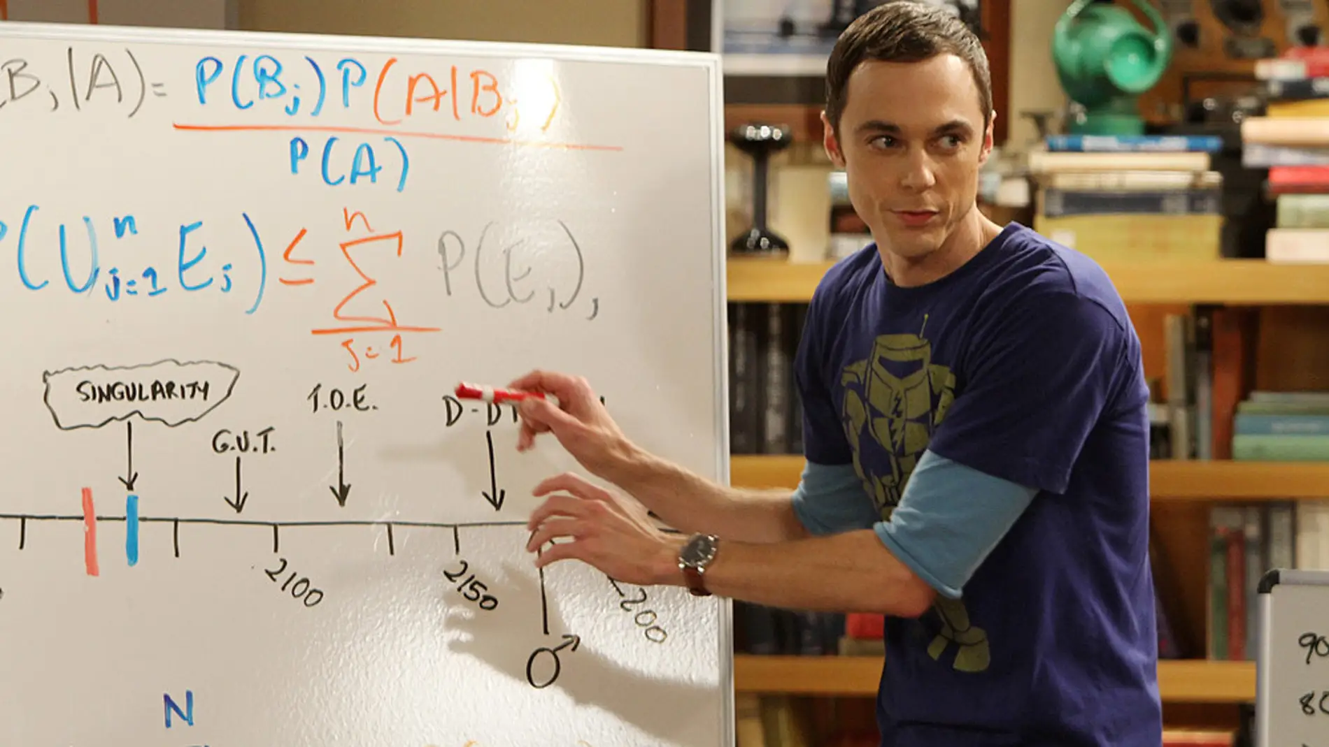 Jim Parsons interpretando a Sheldon Cooper