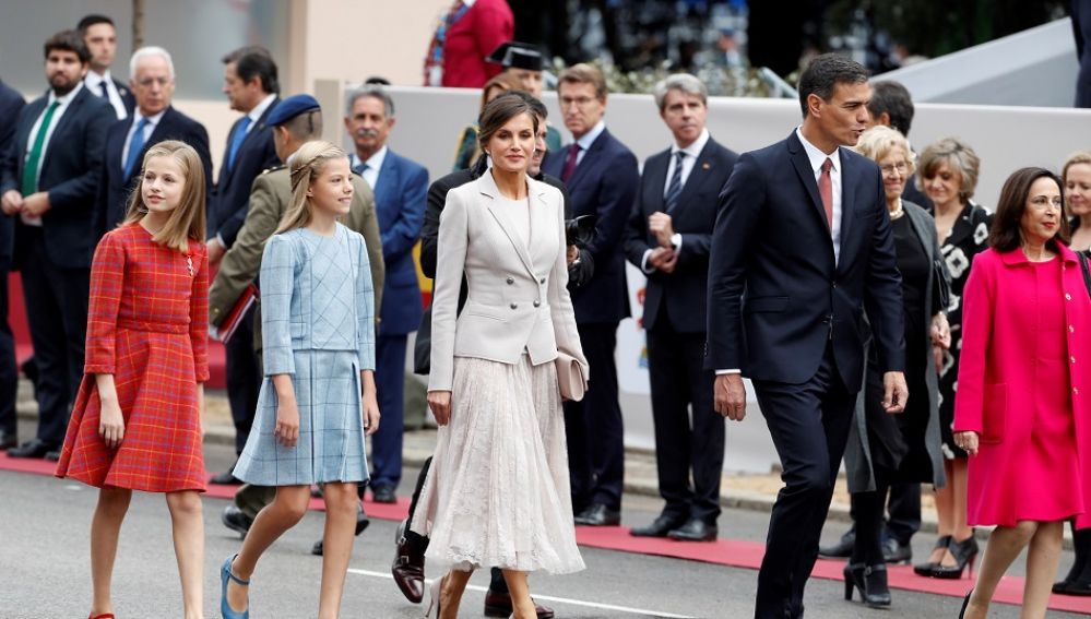 Pedro Sánchez en el desfile de la Fiesta Nacional