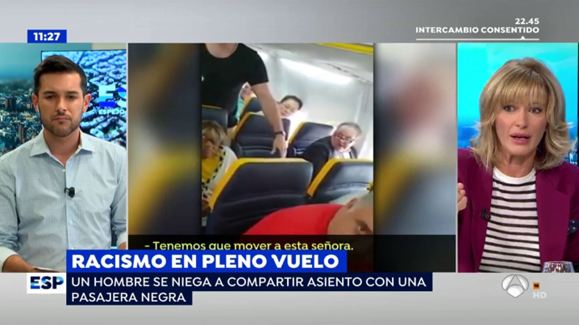 El enfado de Susanna Griso con un pasajero que se neg&oacute; a sentarse con una mujer negra: "Es un racista de mierda"