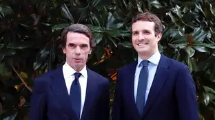 El expresidente del Gobierno José María Aznar, acompañado por el presidente del PP, Pablo Casado El expresidente del Gobierno José María Aznar, acompañado por el presidente del PP, Pablo Casado