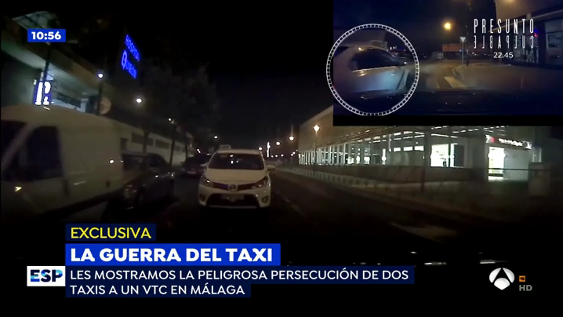 Las impactantes imágenes de la persecución de dos taxis a un VTC