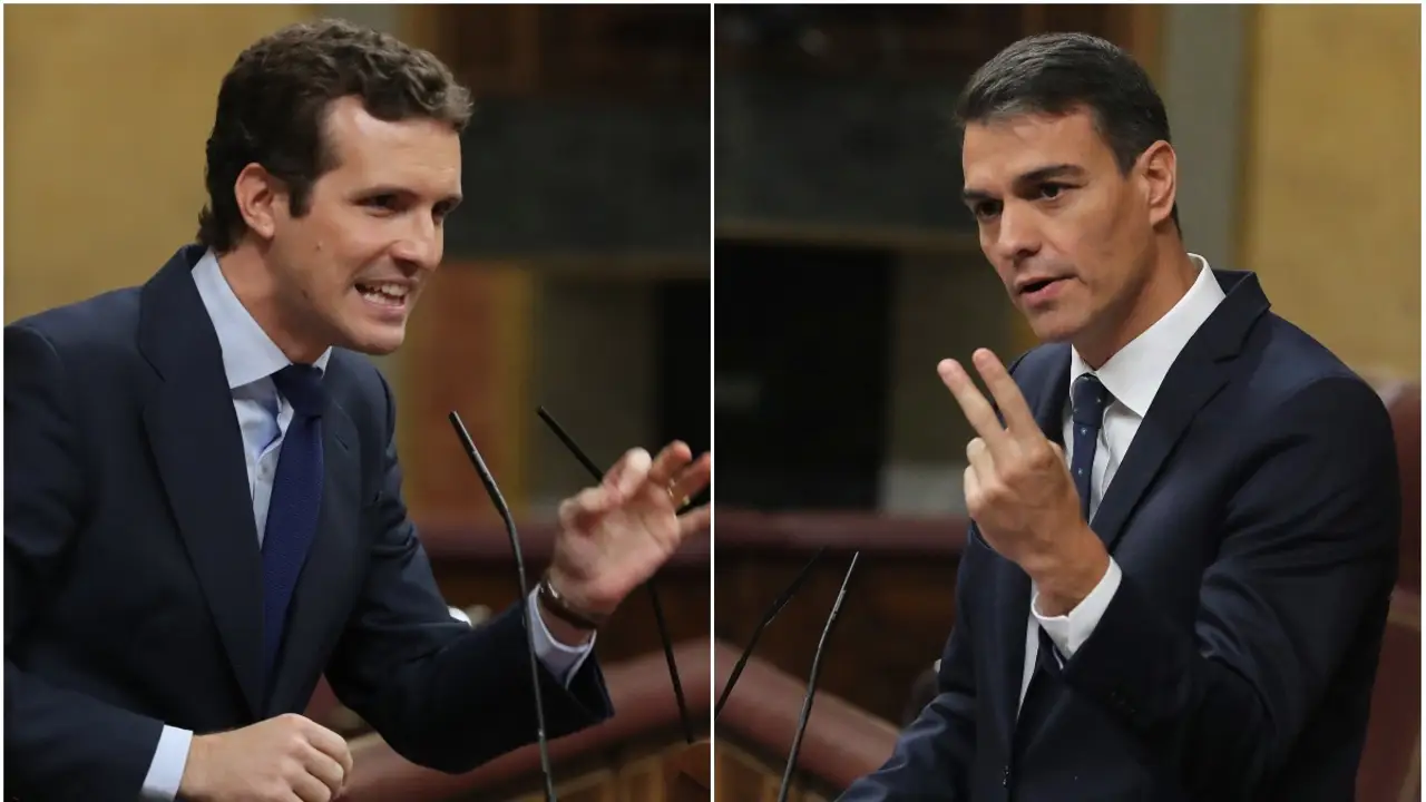 En la imagen, Pablo Casado, líder del PP, y Pedro Sánchez, presidente del Gobierno