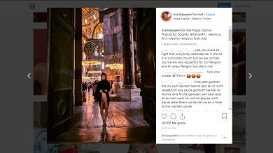 Una modelo belga se fotografía desnuda dentro de la basílica de Santa Sofía, en Estambul
