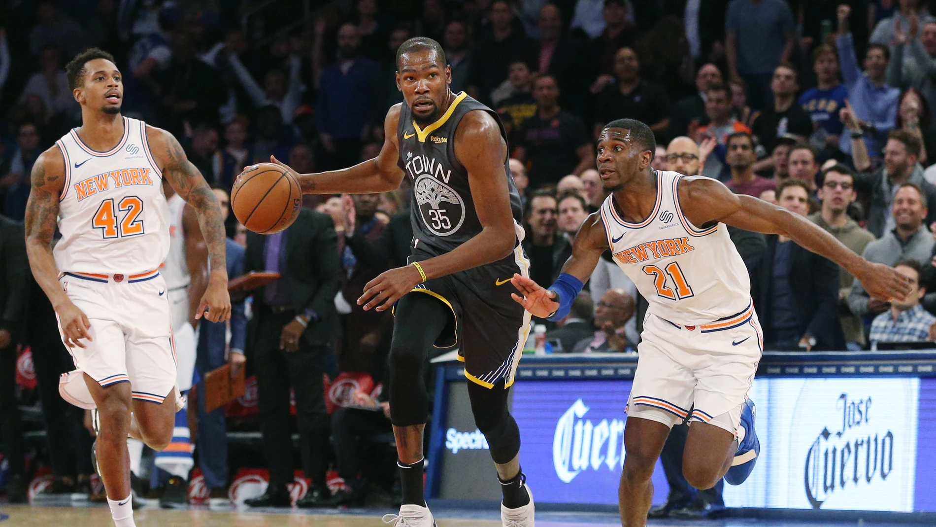 Kevin Durant, en acción ante los New York Knicks Kevin Durant, en acción ante los New York Knicks