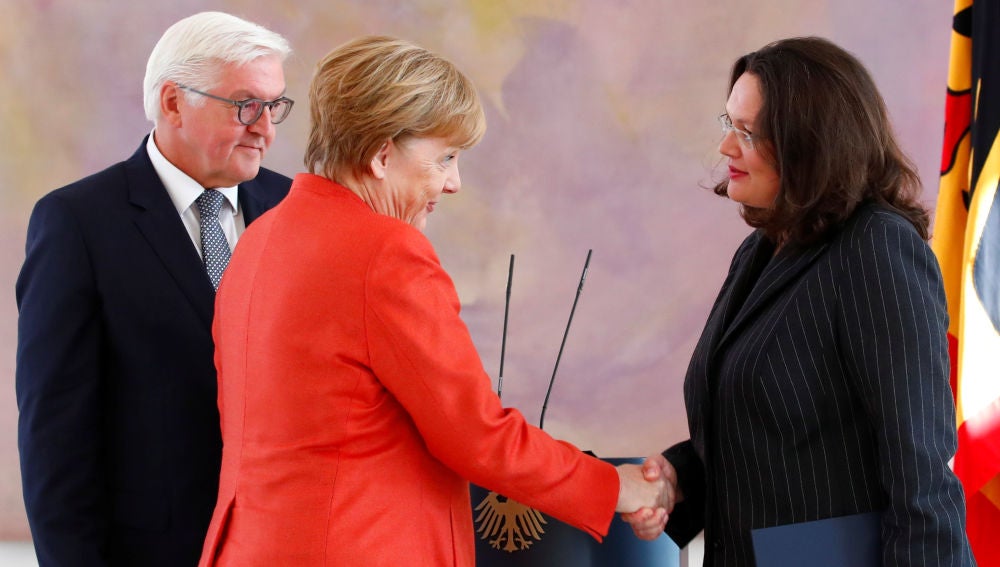 Angela Merkel y la líder del SPD, Andrea Nahles