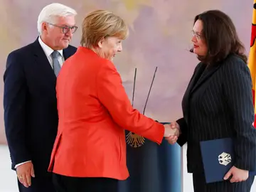 Angela Merkel y la líder del SPD, Andrea Nahles Angela Merkel y la líder del SPD, Andrea Nahles