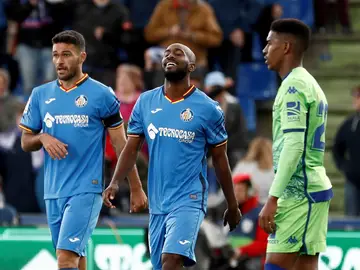 Foulquier celebra un gol con el Getafe Foulquier celebra un gol con el Getafe