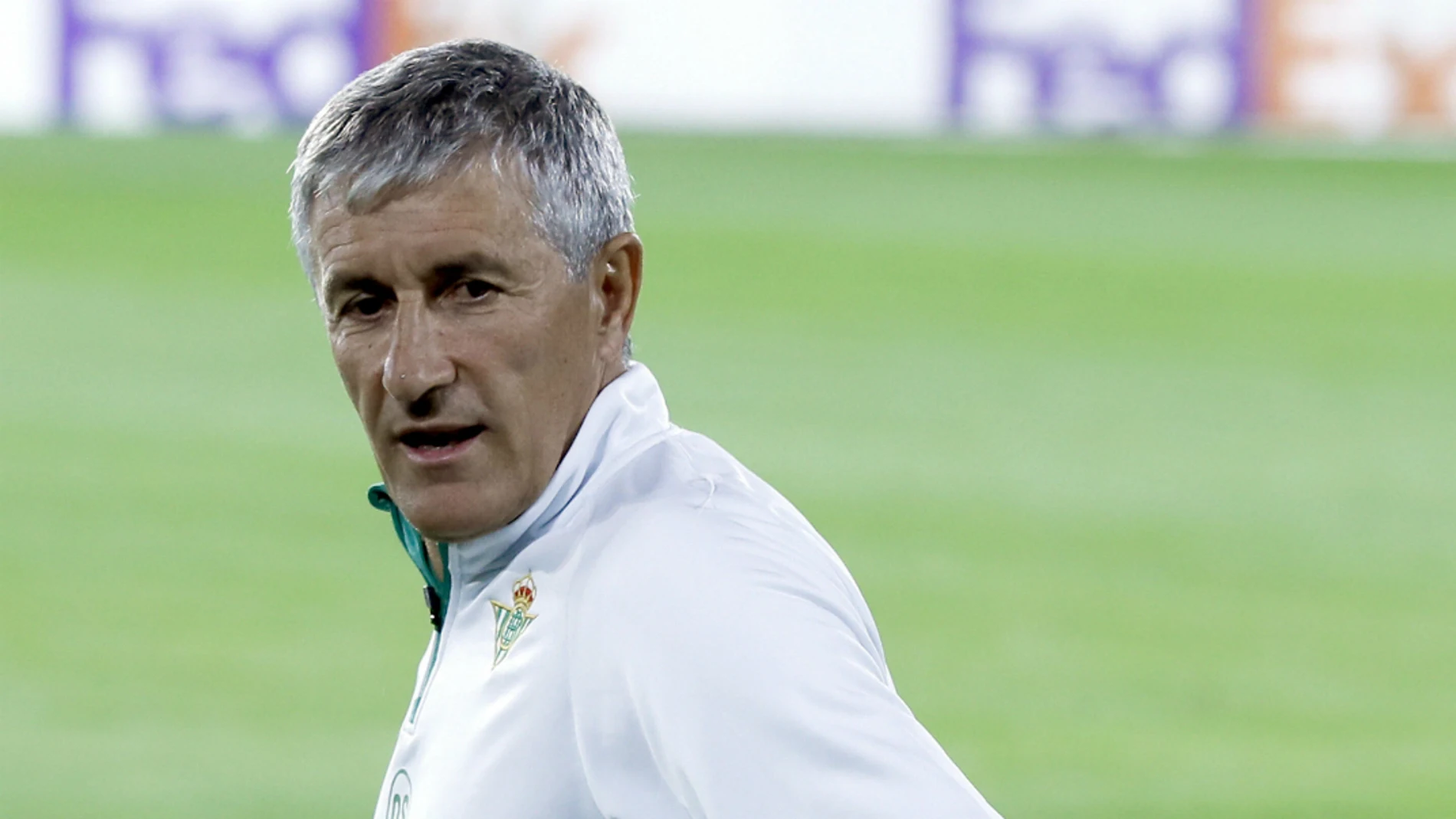Quique Setién, en un entrenamiento Quique Setién, en un entrenamiento