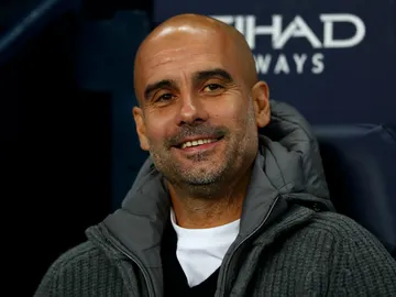 Guardiola, sonriente Guardiola, sonriente