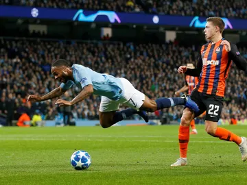 Sterling, en la jugada del penalti ante el Shakhtar Sterling, en la jugada del penalti ante el Shakhtar