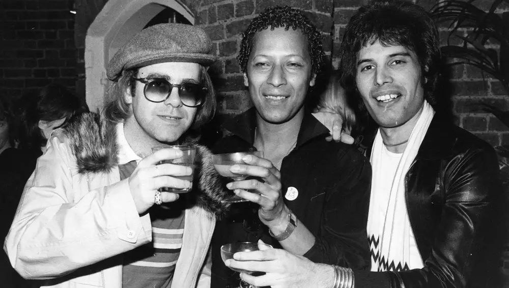 Elton John, Peter Straker y Freddie Mercury