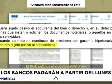 El BOE publica el nuevo decreto ley por el que los bancos tendrán que pagar el impuesto de las hipotecas