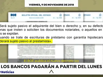 El BOE publica el nuevo decreto ley por el que los bancos tendrán que pagar el impuesto de las hipotecas El BOE publica el nuevo decreto ley por el que los bancos tendrán que pagar el impuesto de las hipotecas