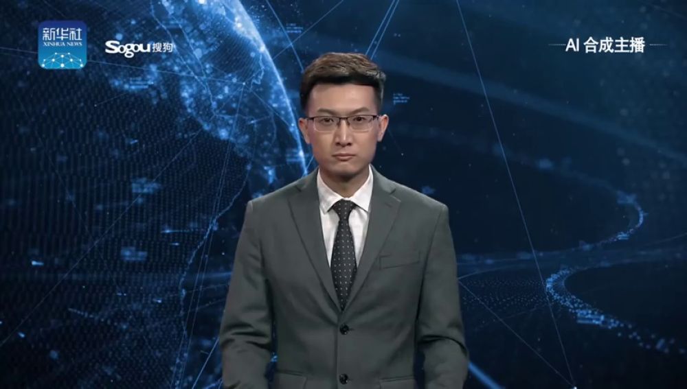 Un robot de la agencia de noticias Xinhua presenta los informativos en China