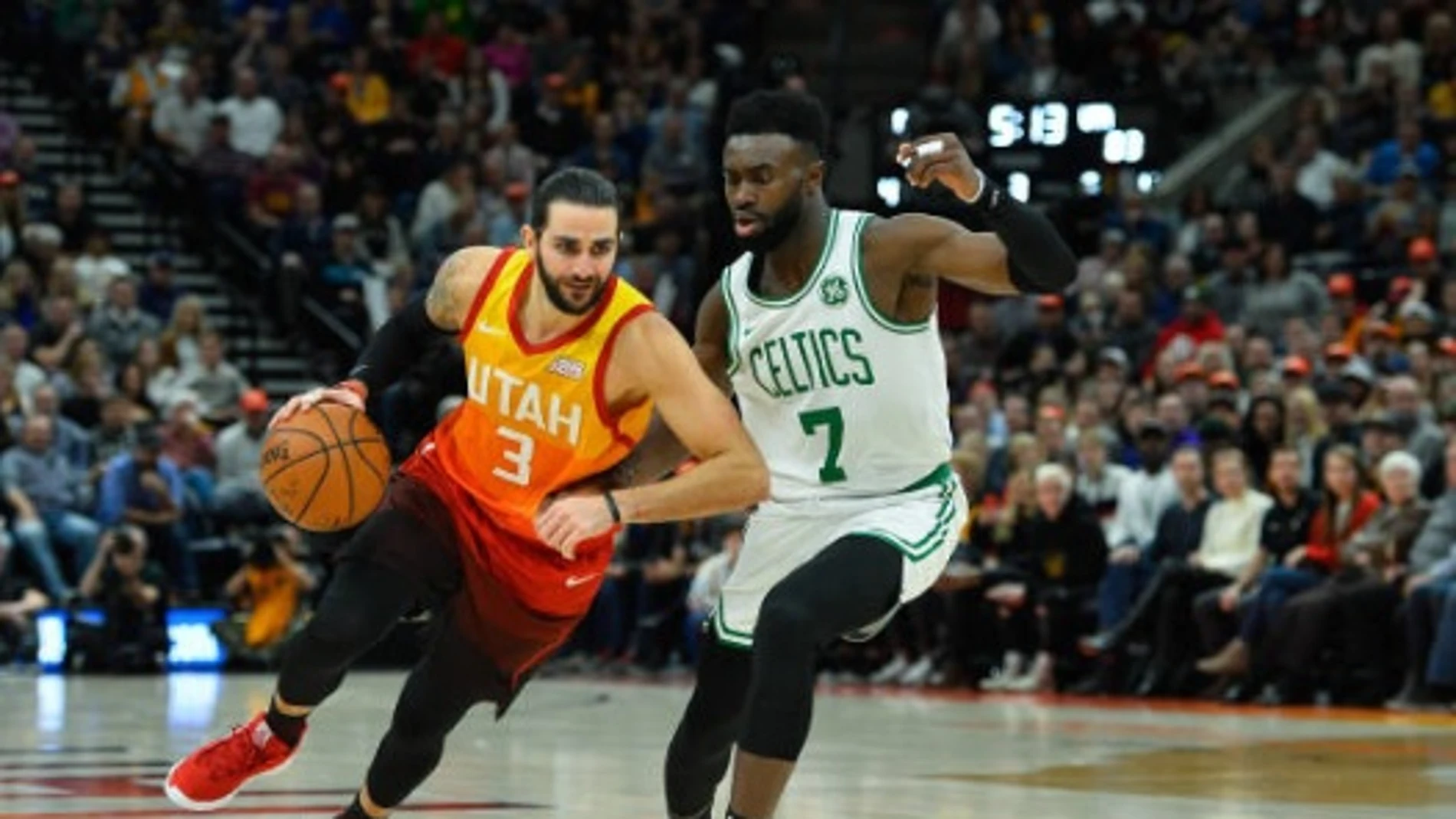 Ricky Rubio, en acción ante los Celtics Ricky Rubio, en acción ante los Celtics