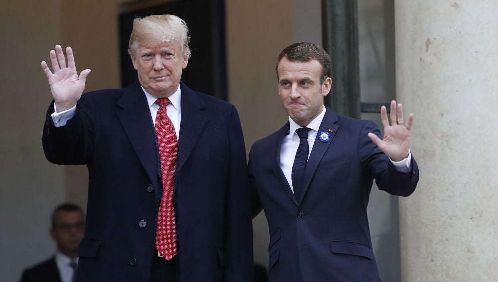 Donald Trump y Macron antes de su reunión en el Elíseo