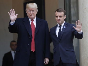 Donald Trump y Macron antes de su reunión en el Elíseo