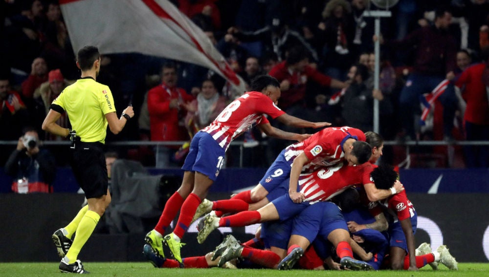 El Atlético celebra un gol