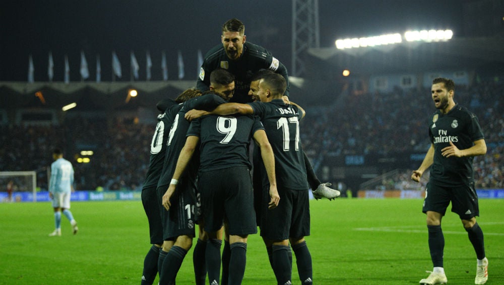 El Real Madrid celebra un gol