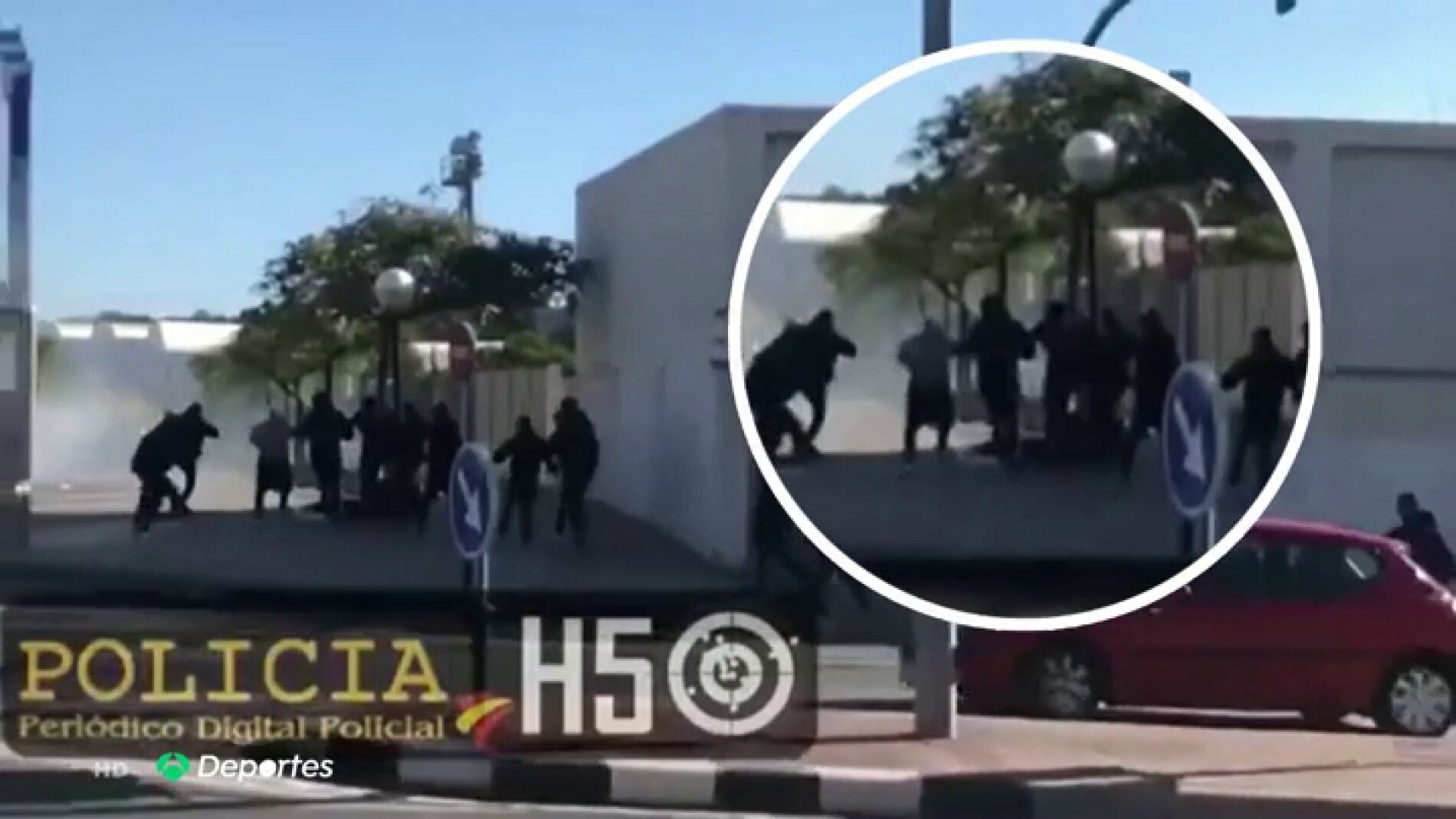 Siete heridos y tres detenidos en una multitudinaria pelea entre aficionados del H&eacute;rcules y del Castell&oacute;n