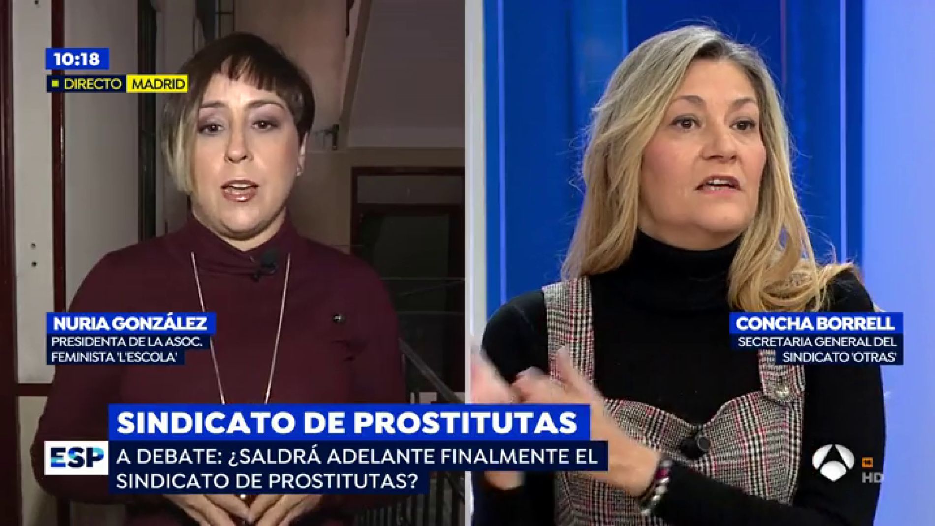 La Asociaci&oacute;n feminista 'L'Escola' acusa a la secretaria del sindicato 'Otras' de un delito de encubrimiento: "Has reconocido p&uacute;blicamente un delito de proxenetismo y tienes que denunciarlo"