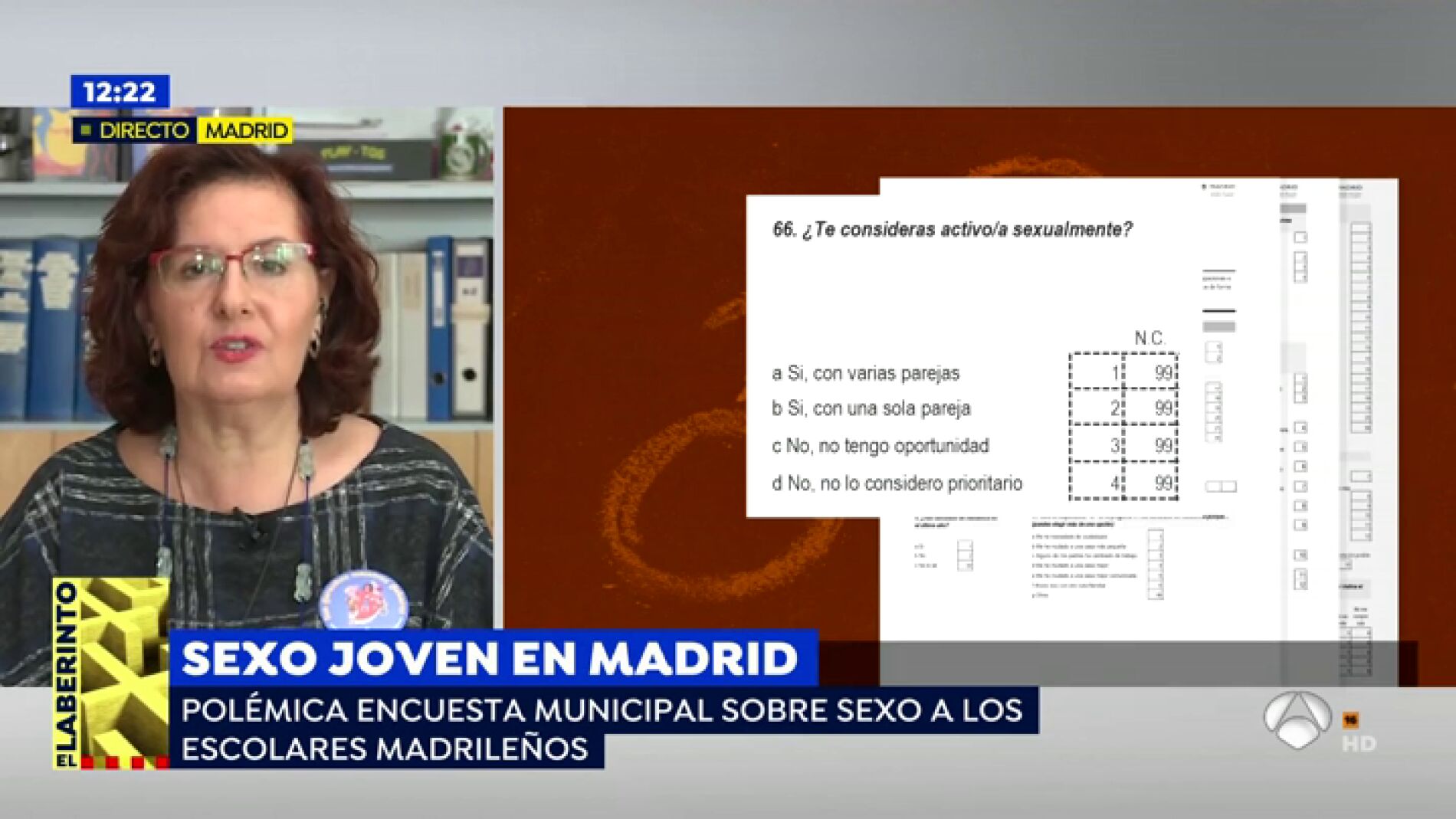 La Directora General de Familia e Infancia sobre la pol&eacute;mica encuesta de sexo que los colegios ofrecen a los ni&ntilde;os: "No ha habido ning&uacute;n problema con los padres"