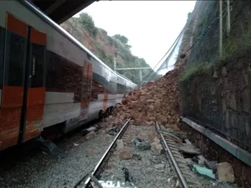 El tren que ha descarrilado en Vacarisses El tren que ha descarrilado en Vacarisses
