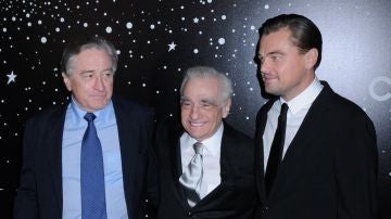Robert De Niro, Martin Scorsese y Leonardo DiCaprio en la gala homenaje al cineasta.