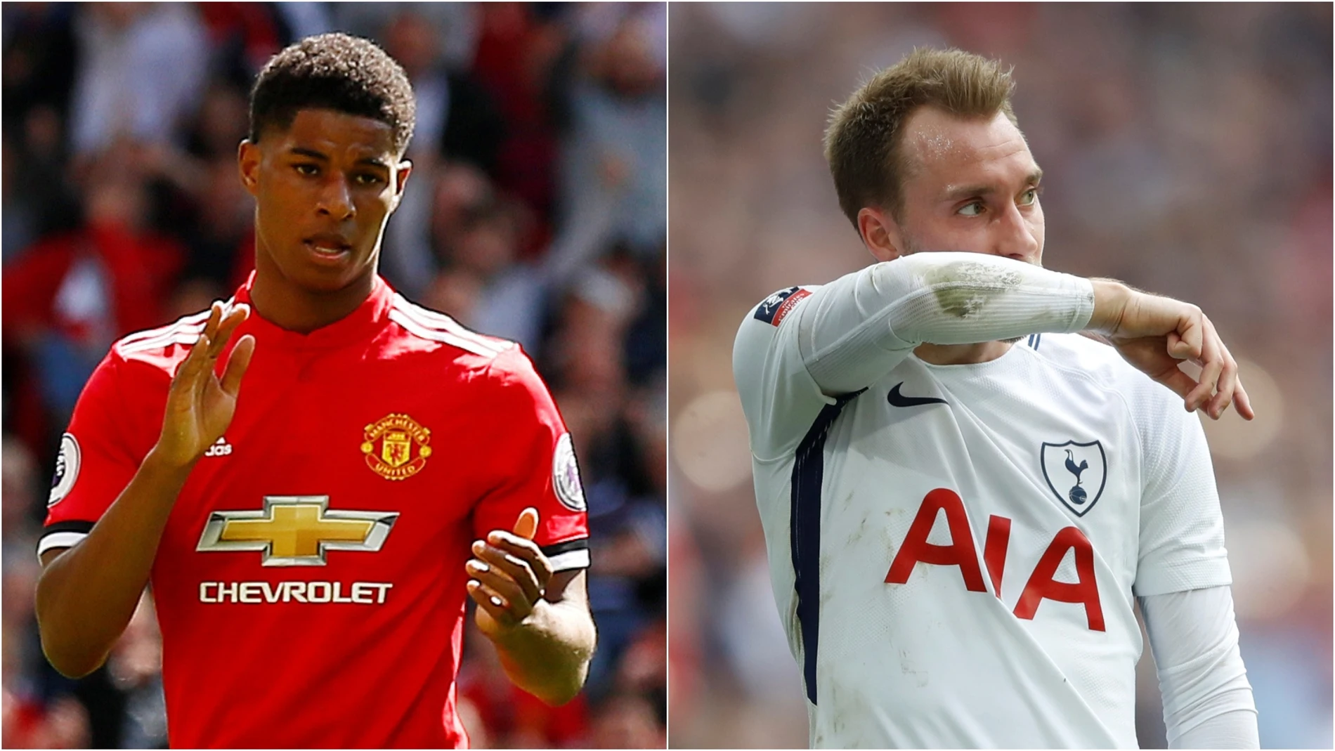 Marcus Rashford y Christian Eriksen Marcus Rashford y Christian Eriksen