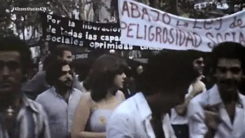 Pancarta de 'Abajo la Ley de Peligrosidad Social' Pancarta de 'Abajo la Ley de Peligrosidad Social'