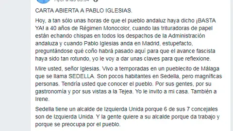 Carta abierta a Pablo Iglesias para explicarle el avance de Vox en Andalucía Carta abierta a Pablo Iglesias para explicarle el avance de Vox en Andalucía