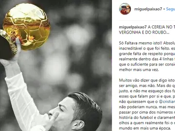 El mensaje de Miguel Paixao en apoyo a Cristiano Ronaldo El mensaje de Miguel Paixao en apoyo a Cristiano Ronaldo