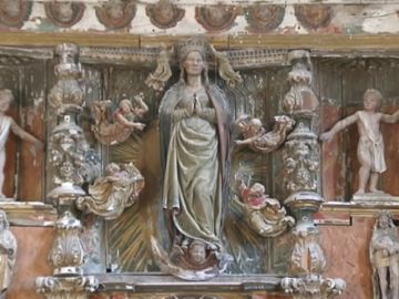 Las termitas se comen un retablo de Virgany en una iglesia en Burgos