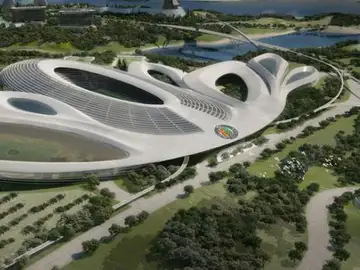 El escudo del Getafe, en el proyecto de 'Elysium City' El escudo del Getafe, en el proyecto de 'Elysium City'