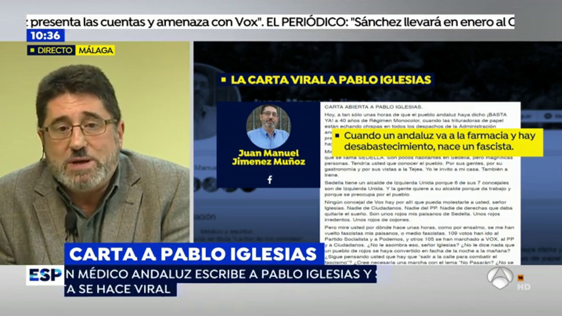 El m&eacute;dico andaluz que ha escrito una carta abierta a Pablo Iglesias.