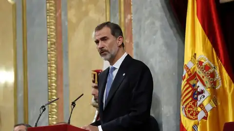 El rey Felipe VI durante su intervención en el Congreso en el 40 aniversario de la Constitución El rey Felipe VI durante su intervención en el Congreso en el 40 aniversario de la Constitución
