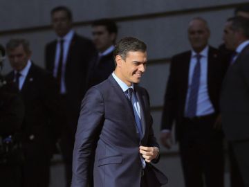 El presidente del Gobierno, Pedro Sánchez, a su llegada al Congreso