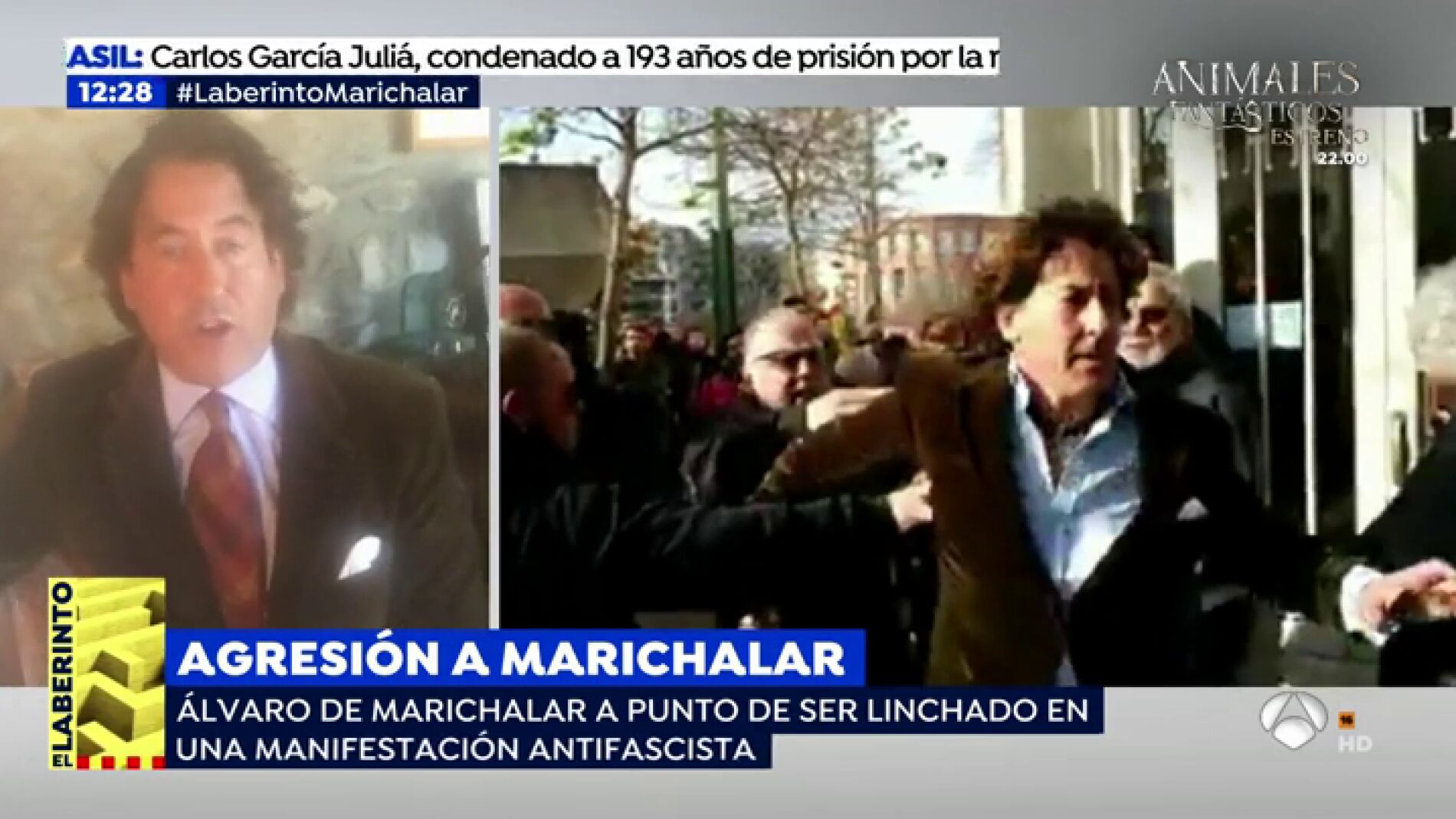 La impactante agresi&oacute;n de un grupo de antifascistas a &Aacute;lvaro de Marichalar: "Me insultaron, me tiraron al suelo y me patearon"