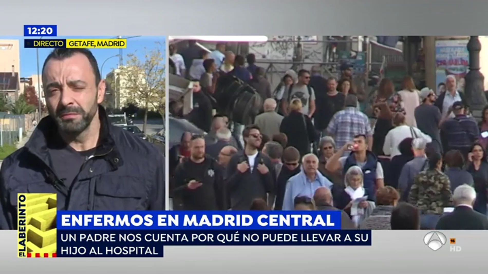 Un padre no puede llevar a su hijo enfermo al hospital por estar situado en Madrid Central: "Me dijeron que fuera en transporte público"