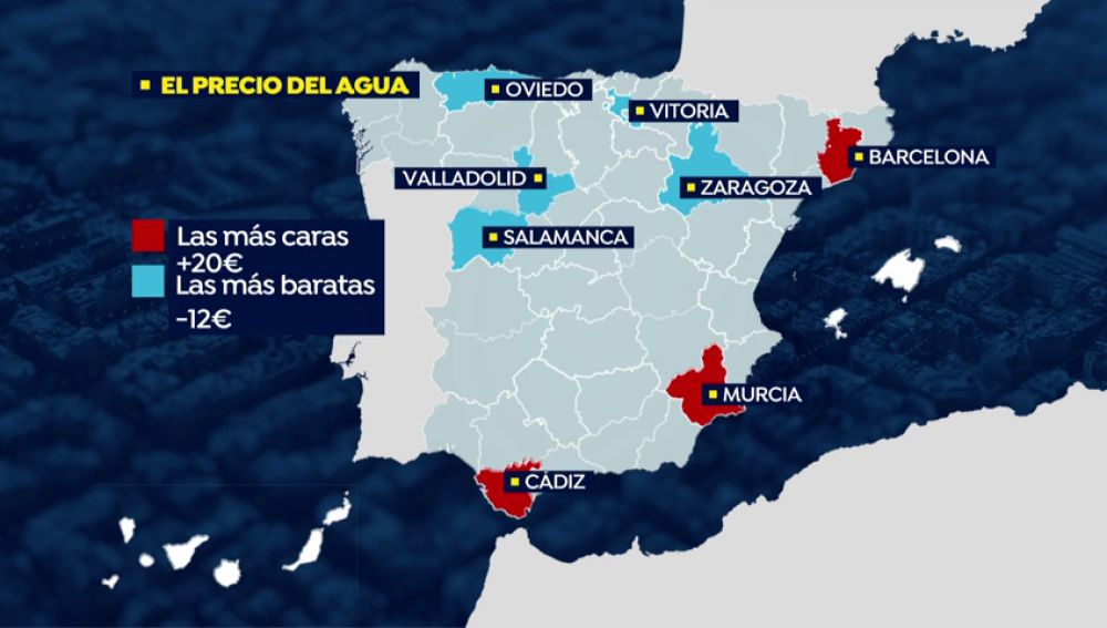 El mapa del precio del agua en España: ¿en qué ciudad es más cara?