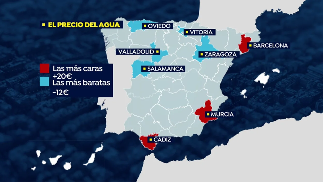 Notable Simplemente desbordando espacio El mapa del precio del agua en España: ¿en qué ciudad es más cara?